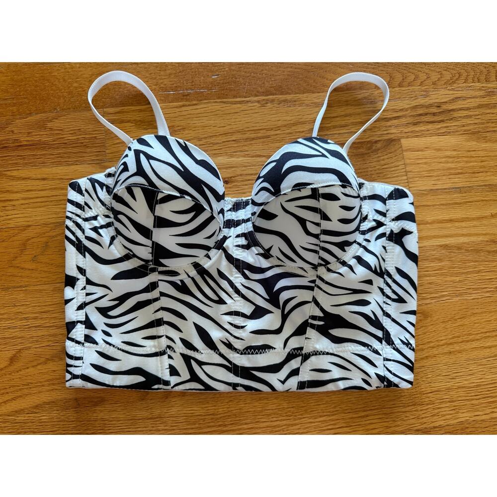 ELLACCI Zebra Print Bustier Crop Top Corset - XS B cup Sassy